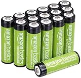 Amazon Basics 16er-Pack wiederaufladbare AA-NiMH-Akkus, 2000 mAh, 1,2 V, bis zu 1000x aufladbar,...
