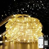 Kimuwote LED Lichterschlauch 20M 200LED Lichterkette Außen Stecker mit Fernbedienung und Time 8...