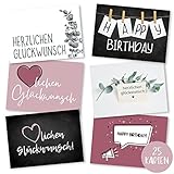 Erik Anderson 25er Set Geburtstagskarten hochwertig - Glückwunschkarte, Postkarte zum Geburtstag -...