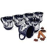 MamboCat 6er Set Glühweinbecher 0,2L dunkelblau Weihnachtslandschaft | Klassische Keramik...