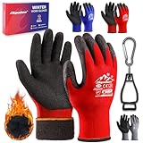Nopaben 2 Paar arbeitshandschuhe winter Herren für kalte Tage, Abriebfeste Latex-Beschichtung mit...