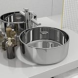 Waschbecken Rund, Waschschale ohne Hahnloch und ohne Überlauf, Waschtisch für Badezimmer &...
