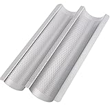 GOURMEO Baguette-Backblech (für 2 Baguettes) mit Antihaftbeschichtung in Silber, 38,5 x 20,5 x 3,5...