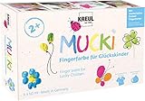 KREUL 23050 - Mucki Fingerfarbe für Glückskinder, 6 x 50 ml in Gelb, Pink, Diamanten-Blau, Grün,...