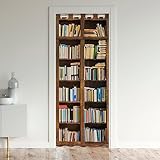Loussiesd Bücher Türvorhang 86x203cm Kinder Vintage Library Bücherhelf Vorhang für Innentür...