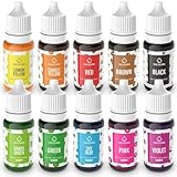 Jelife Lebensmittelfarbe 10x10ml Hochkonzentriert Lebensmittelfarbe Flüssig für Backen, Kuchen,...