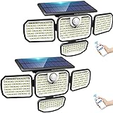 Solarlampen für Außen mit Bewegungsmelder, Woolmug 286 LED Solar Strahler Außen IP65 Wasserdichte...