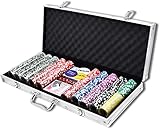 LARS360 Pokerkoffer mit 500 Laser Pokerchips, 11,5g Abschließbar Pokerkarten Zubehör Deluxe...