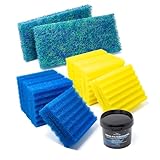 VIALIA 10x Filterschwämme Ersatzteil Set für Kammerfilter CBF-350B, 4 Blaue und 4 gelbe Schwämme,...