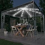 Camerina Pavillon mit LED-Lichterkette 300x300 cm Anthrazit Pop Up Pavillon Wasserdicht Stabil...