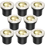Herrselsam Bodeneinbaustrahler Aussen Led Runde 8er set Led Bodenstrahler Warmweiß Bodenlampe IP67...