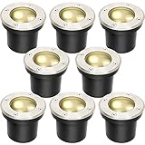 Herrselsam Bodeneinbaustrahler Aussen Led Runde 8er set Led Bodenstrahler Warmweiß Bodenlampe IP67...