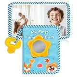 BOHEMIABY Bio-Baumwolle Baby Fotoalbum Stoff | mit Latex-Anhänger und Sicherheitsspiegel als...