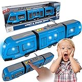 Maplay Straßenbahn Spielzeug mit Friktionsmotorantrieb Licht&Ton Stadtverkehr Fahrzeug mit zu...