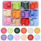 180 Stück Bunte Knöpfe Bunt Buttons, 20mm 4 Löcher Knöpfe zum Basteln, Runde Kunstharz...