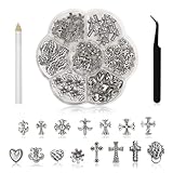 Ruzister® 75 Stück 3D-Nagel-Charms, Kreuz, verchromtes Metall, silberner Nail-Art-Charm mit...