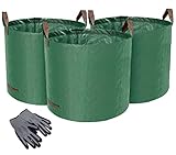 Norjews 3X 120L Gartensack Laubsack Gartenabfallsack, stabil - Gartensäcke für Gartenabfälle,...