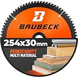 BAUBECK Sägeblatt 254x30 - Multi Material Feinschnitt - Kreissägeblatt 254 x 30 für Holz,...