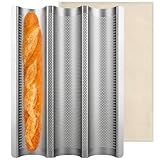 ALEEIK Baguette Backform Baguetteblech Baguette Backblech für 3 Baguettes Backformen Baguetteform...