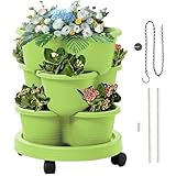 Pflanzturm Erdbeerturm Pflanzkübel auf Rollen Vertikaler Garten Kräuterspirale Säulentopf Set 3...