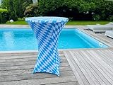 Stretch-Husse für Stehtisch - Bartisch - Bistrotisch 70cm - Weiss/Blau