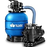 tillvex Sandfilteranlage 10 m³/h - Filteranlage 5-Wege Ventil | Poolfilter mit Druckanzeige |...