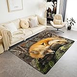 Erosebridal Fox Area Rugs 12,7 x 17,8 cm, Baumzweig Camo Teppich, Dschungel Wildtier Wald Jagd...