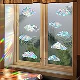 GORGECRAFT 8 Stück Rainbow Window Clings 3D Dekorative Fensterfolie Groß Wolkenform Prisma...