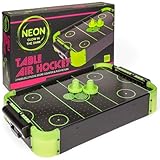 MIJOMA Tisch-Airhockeyspiel „Glow in The Dark“ – Kompaktes Air-Hockey-Set mit Neon-Effekt,...