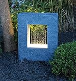 Gartenbrunnen mit LED Beleuchtung 65x53 cm Zimmerbrunnen Brunnen Steinoptik Regen Wasserfall eckig...