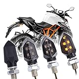 JMTBNO 4 Stück Mini LED Blinker Motorrad Wasserdicht Lampe E geprüft E-Prüfzeichen Smoked...