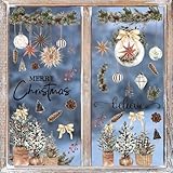 Horaldaily 4 PCS Weihnachten Fenster Aufkleber, Weihnachtsbäume Richtig für Home Party Zubehör...