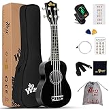 Winzz Sopran Ukulele Starter Kit für Anfänger mit Tasche, Clip-On Tuner, Zusätzlichen Saiten,...