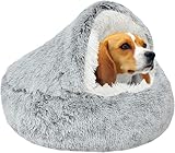 SUOXU Hunde-Beruhigungsbett, Donut-Kuschelnest, warmes, weiches Plüsch-Hundekissen mit kuscheligem...