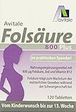 Avitale Folsäure 800 plus mit Vitamin B12 und Jod, 120 Tabletten im Klickspender, 1er Pack (1 x...