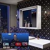 Artforma Badspiegel mit LED Beleuchtung 100x80 cm mit Ablage und Rahmen | mit SmartScreen |Bad Licht...