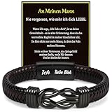 Aolso Premium Lederarmband für Männer, Ich Liebe Dich Geschenke für Männer, Schwarz, Edelstahl...