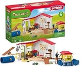 SCHLEICH Farm World | Tierhotel 42607 | Set inkl. Haus, Stall, Pflegerin, Hund, Katze,...