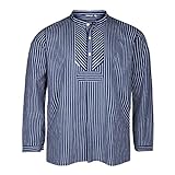 modAS Fischerhemd blau-weiß gestreift Übergröße, Größe:60