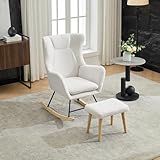 DRIXNO Schaukelstuhl, Moderner Sessel mit hoher Rückenlehne, Abnehmbares Kissen, Schwingsessel mit...