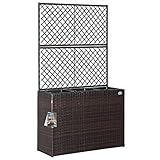 Casaria® Blumenkasten Rankgitter 3 Innentöpfe Polyrattangeflecht Rankhilfe Blumentopf Rattanoptik...