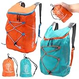 2 Stück Faltbarer Rucksack Ultraleicht, Kleiner Wanderrucksack Damen und Herren, Wasserabweisender...