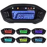 Geloo Motorrad Digitaler Tachometer, 13000 U/min Motorrad Messgerät LED Hintergrundbeleuchtung...