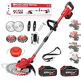 Rasentrimmer mit akku und Unkrautbürste, 21V akku rasentrimmer für Makita-Akkus, 4-in-1...
