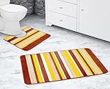 La Maison Badezimmerteppich-Set, 2-teilig, gestreift, Ombré-Farbverlauf, rutschfest, Badematte und...