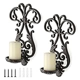SUMNACON Vintage 2 PCS Wandleuchten aus Gusseisen Kerzenhalter WandKerze Teelicht Wanddekorationen...