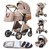 GLOKID Kinderwagen 3 in 1,Reisesysteme, Babywanne,Buggy&Sportsitz,Tragbarer,Voll-Gummireifen,Mit...
