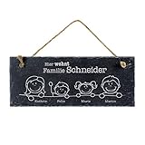 Casa Vivente Schiefertafel mit Gravur, Hier wohnt, Personalisiert mit Namen der Familie, Türschild...