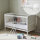 Babybett Kinderbett 70x140 Umbaubares Gitterbett höhenverstellbar & herausnehmbare Sprossen...