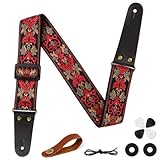 Aucuu Gitarrengurt, 2' Vintage bestickte Baumwolle Gitarrengurt, Verstellbarer...